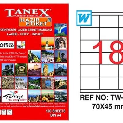 Tanex Lazer Etiket TW-2518 70x45 mm 100 Adet