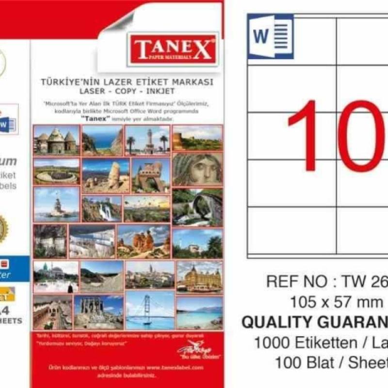 Tanex Lazer Etiket TW-2610 105x57 mm 100 Adet