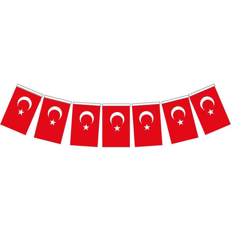 Türk Bayrağı İpli 6 cm x 11 cm  50'li Paket
