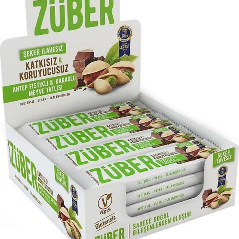 Züber Meyve Bar Antep Fıstıklı ve Kakaolu 40 Gr 12 Adet