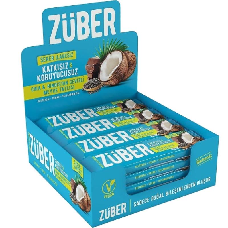 Züber Meyve Bar Chia ve Hindistan Cevizli 40 Gr 12 Adet